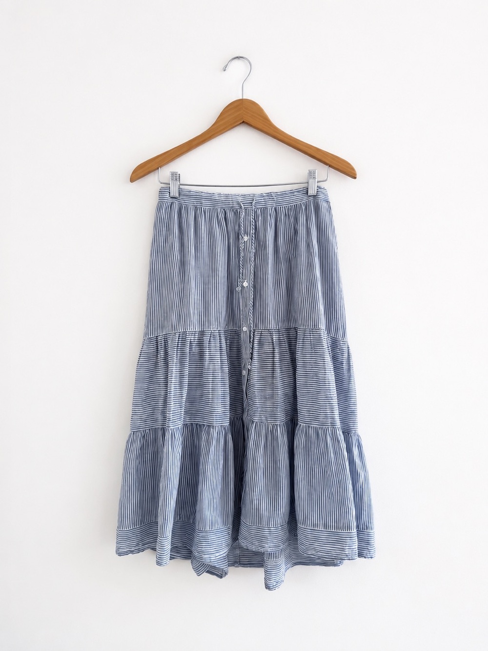 Xirena Malone Striped Tiered High-Low Skirt Blue White Size XS